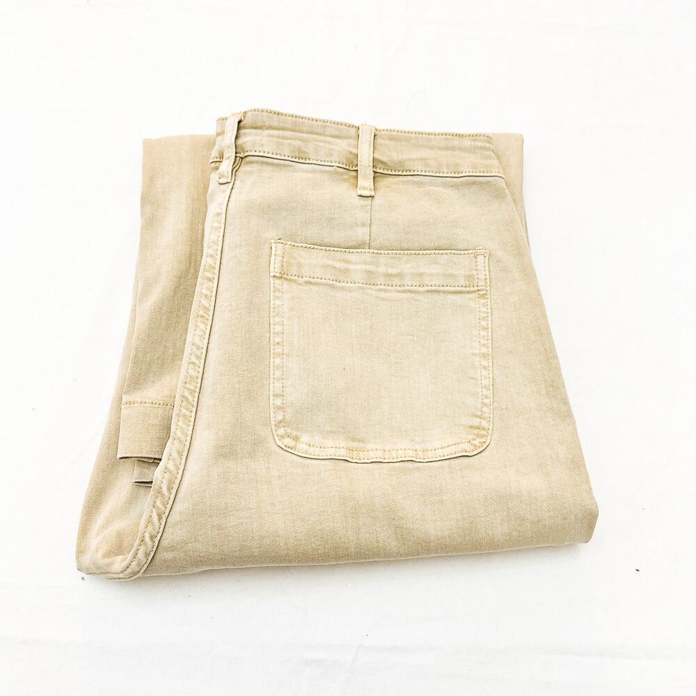 OAT Wide Leg Khaki Beige Zip Fly Cropped Denim Jeans Size 12 / 31